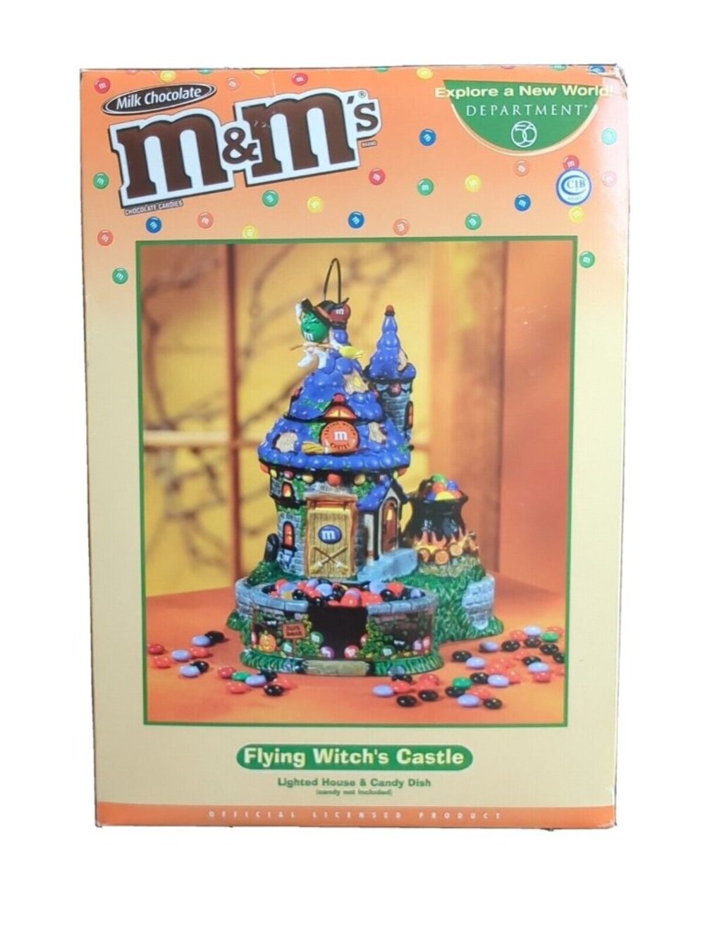 Dept 56 Halloween M&M's Flying Witch's Castle Lighted Candy Dish #59330 NEW